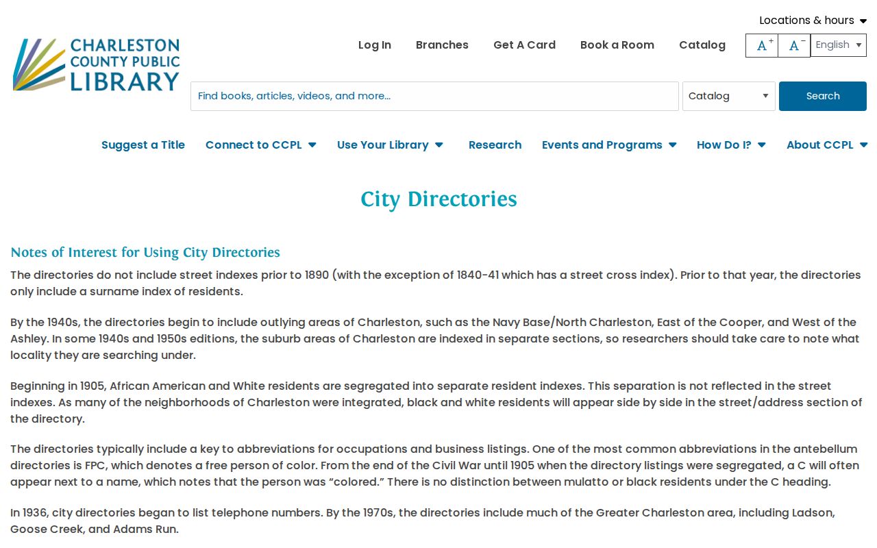 Charleston residents directory city-directory collection