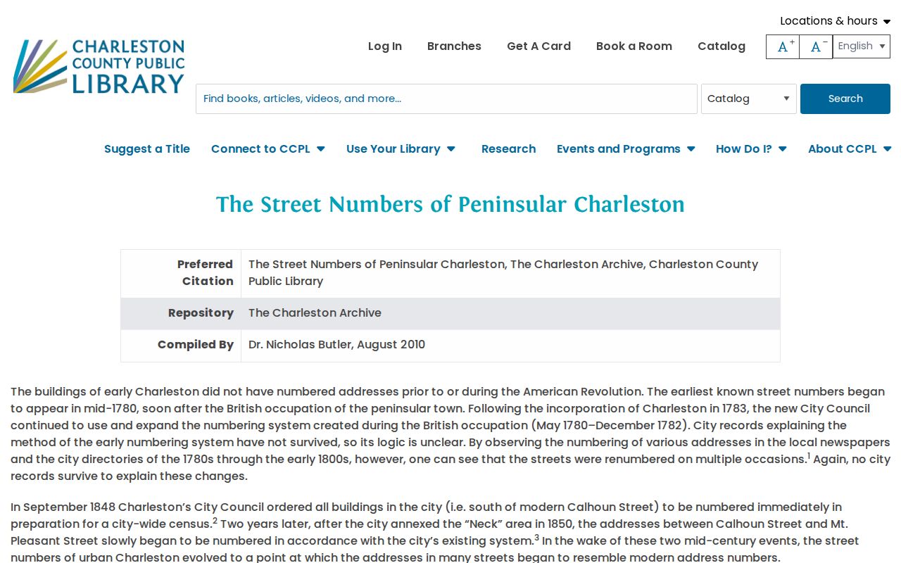 Charleston residents directory street-number history